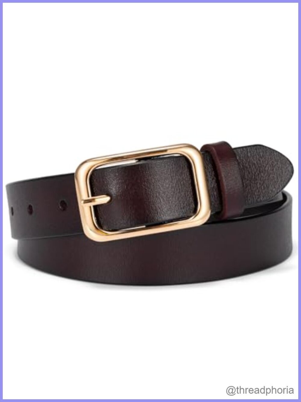 Genuine Leather Belt with Gold Buckle Adjustable Women's Jeans Pants